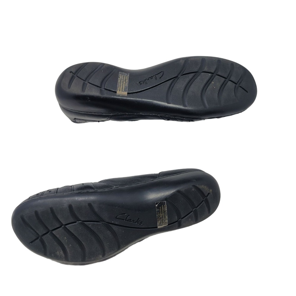 Y2K Clarks Bendables Leather Mary Janes 9.5 Black Flats Dark Academia Comfort - Picture 10 of 11